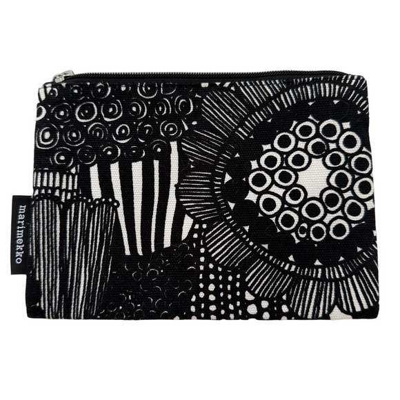 Marimekko Kaika Cosmetic Bag Pouch Black White Pieni Siirtolapuutarha - Picture 2 of 11